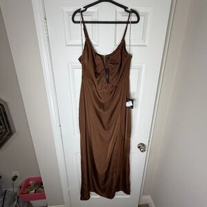 Lulu's Chocolate Brown Maxi Dress NWT
